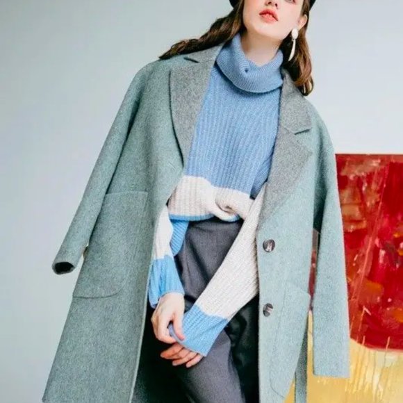 Petite Studio Green Mila Reversible Wool Coat - Teal - XS - Picture 2 of 3